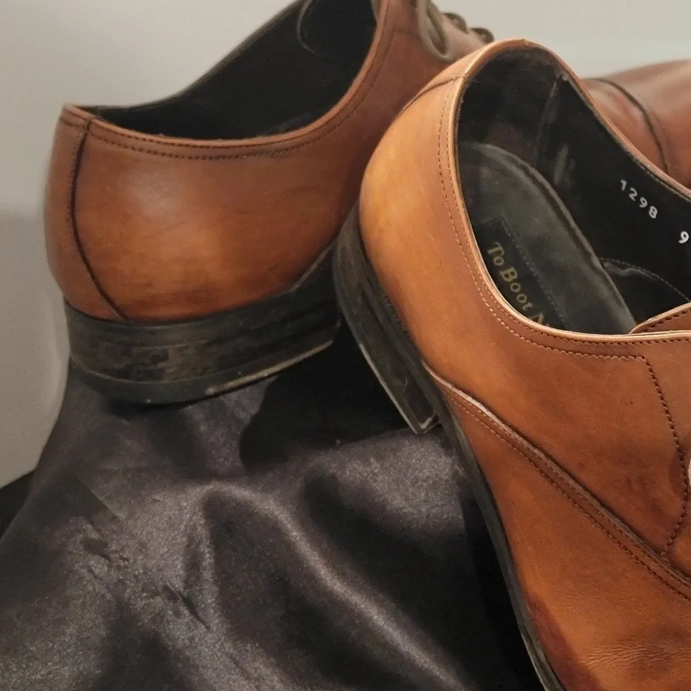 To Boot New York Adam Derrick Mens Tan Brown Leather Cap Toe‎ Oxford Shoes 8.5